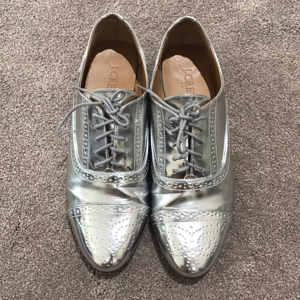 J.Crew Silver Mirrored Oxfords